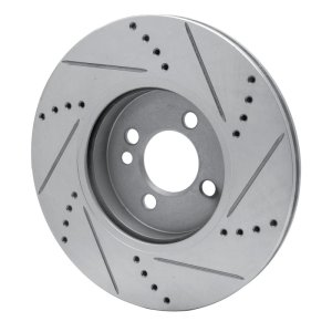 Mini Cooper Brake Rotor (1) - Front Left - R1 Concepts - Drilled & Slotted - Silver - `07-`15